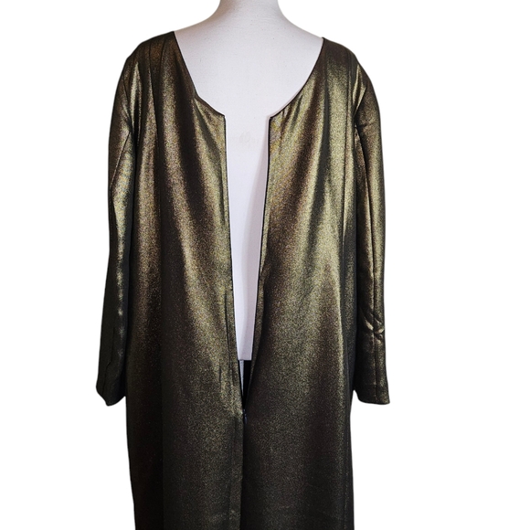 Akris Gold Metallic 100% Mulberry Silk Sheath Dress Sz 16 Evening Party Wedding - Picture 8 of 16